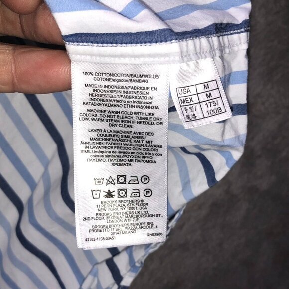 Brooks Brothers Mens Shirt Medium Pinstriped Long Sleeve Button Down Blue White - Picture 7 of 12